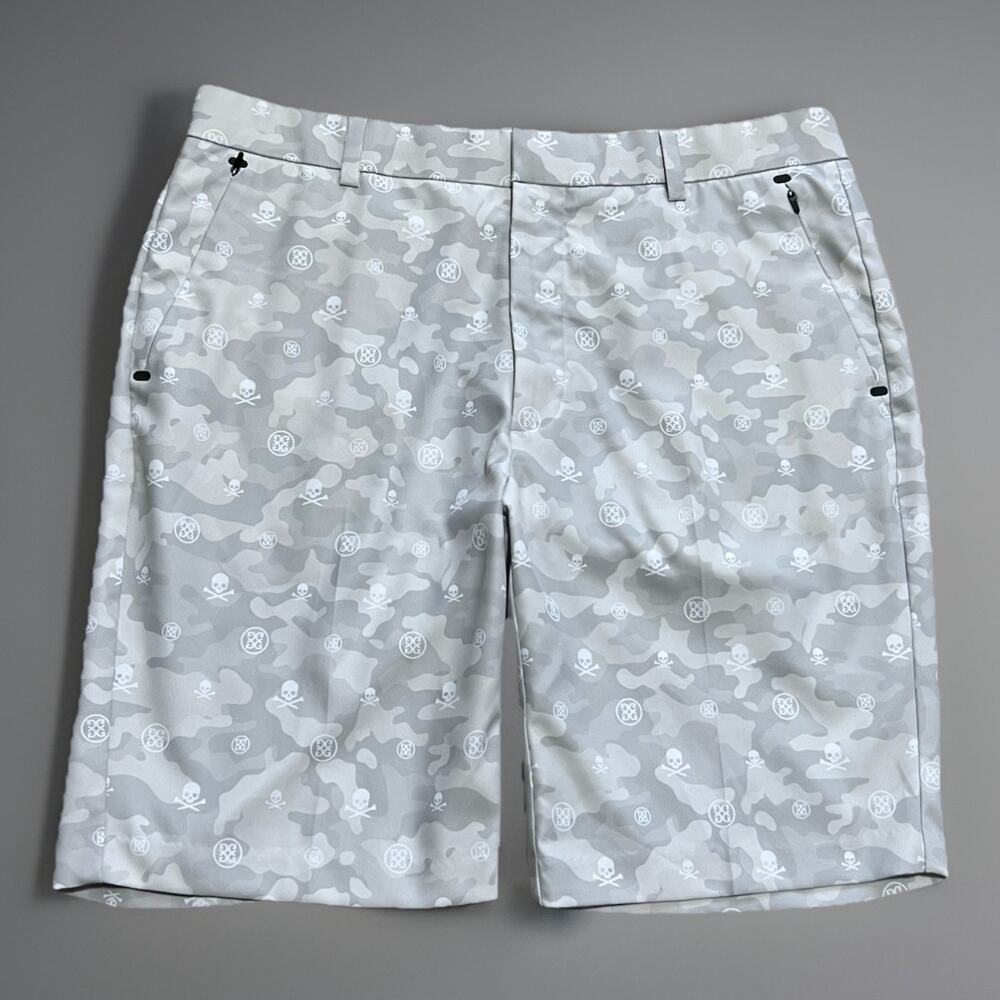 G/FORE Hybrid Golf Shorts Mens 35 Gray Camo Skull & Bones Performance Tech